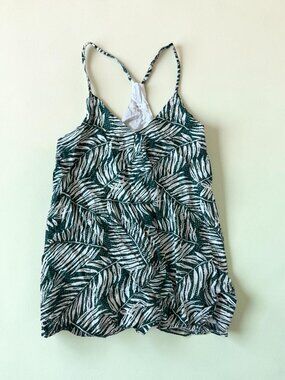 LUCCA Green White Palm Leaf Tank Top Size Small